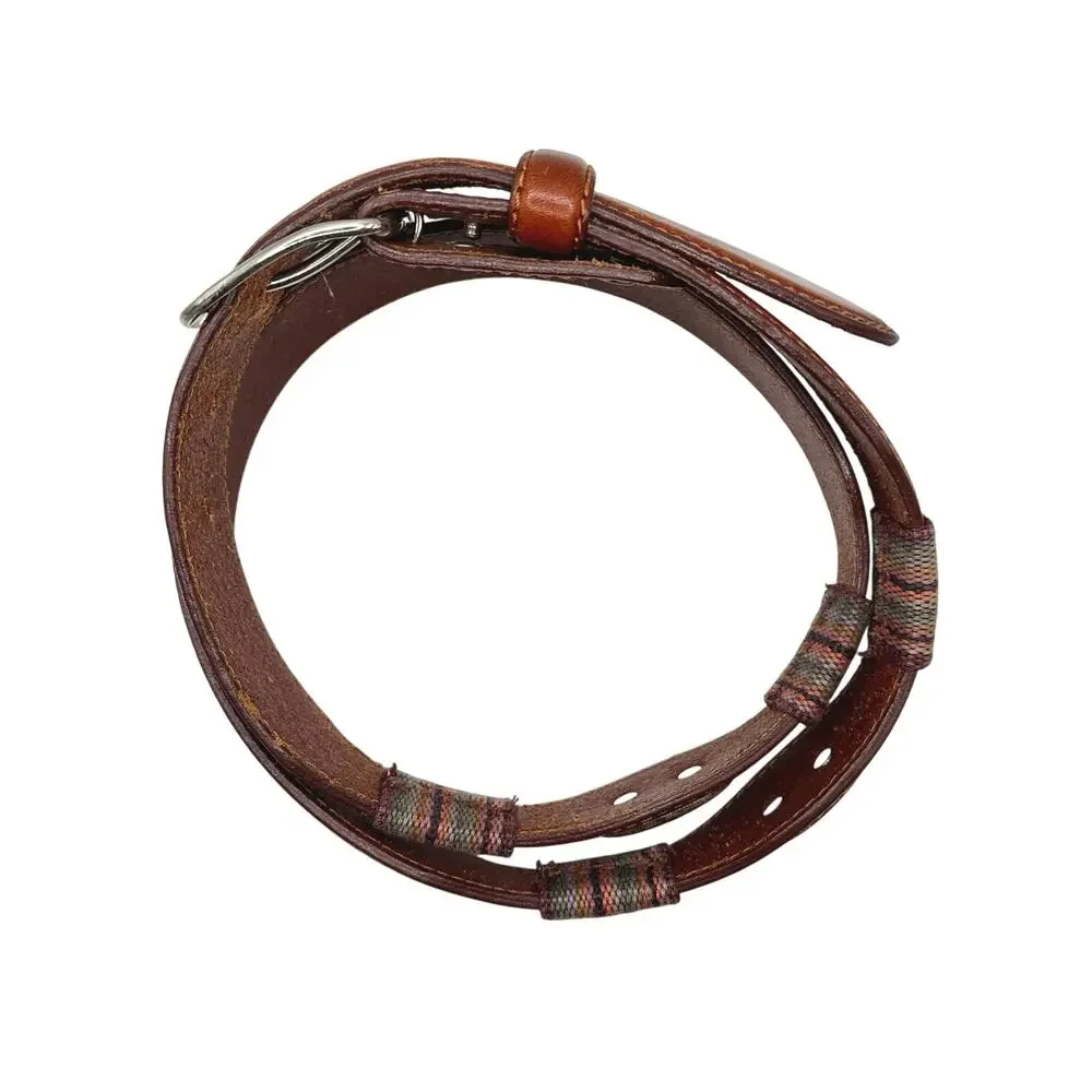 Silver Creek | Men | Vintage Banded Western Silver Medallion Leather Belt | 36